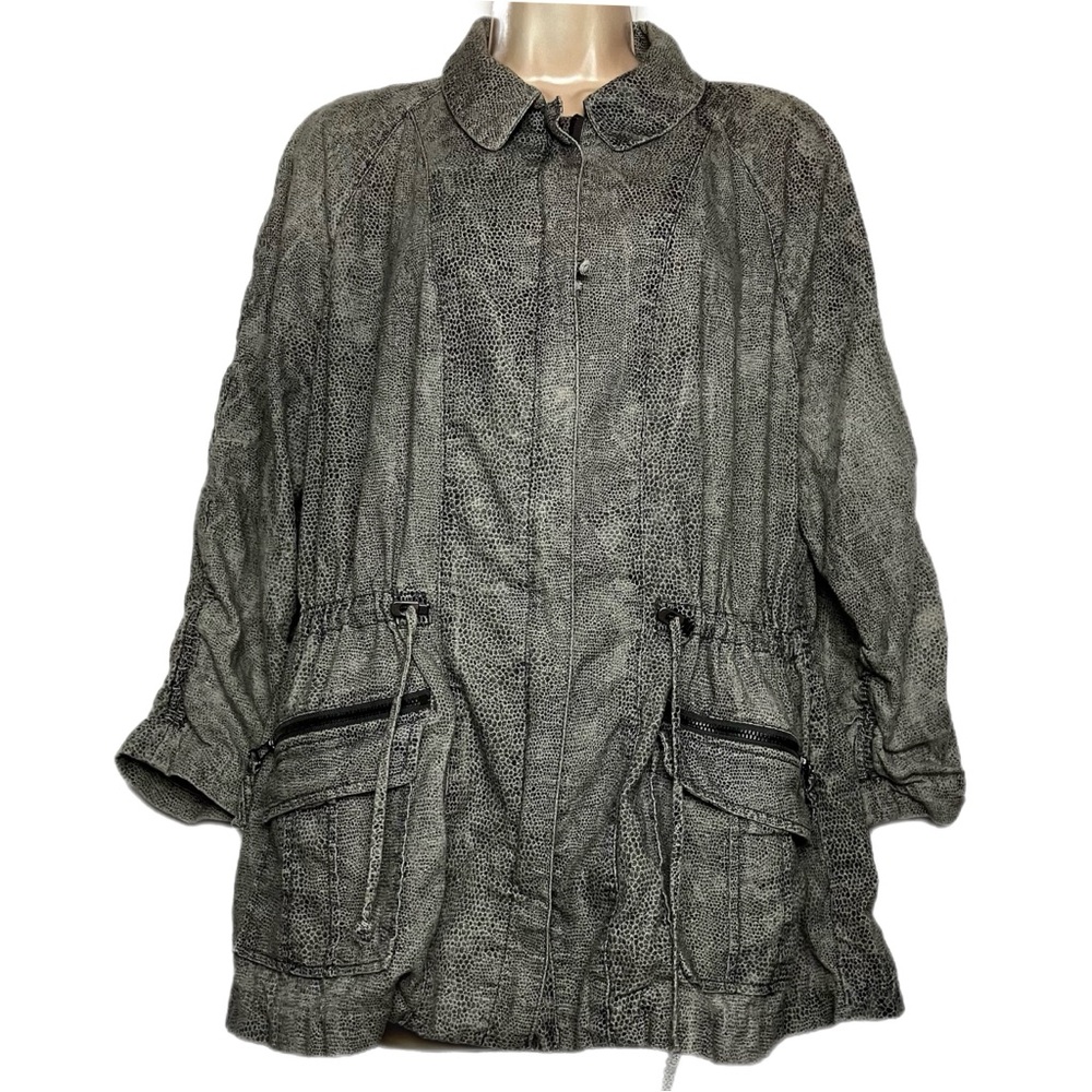 🪅 Chico’s Women’s Faux Snake Skin 3/4 Sleeve Full Zip Lightweight Jacket